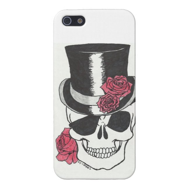 Funda Para iPhone cráneo del iphone 5 con el caso de los rosas (Atrás)