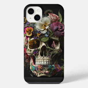 Funda Para iPhone 14 Plus Cráneo Floral Gótic Pagan Monograma