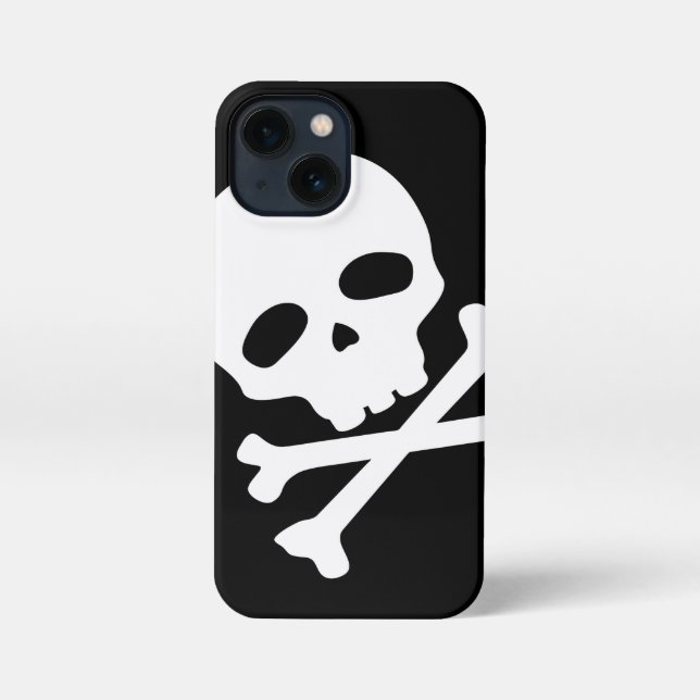 Funda Para iPhone Cráneo pirata blanco sobre fondo negro (Reverso )