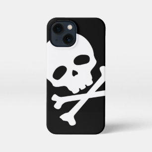 Funda Para iPhone 13 Mini Cráneo pirata blanco sobre negro