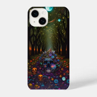 Funda Para iPhone 14 cráneos espinosos huesos flores de muerte naturale