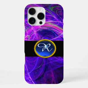 Funda Para iPhone 16 Pro Max CRAZY PHOTON PURPURA AZUL GEM MONOGRAMA Abstracto