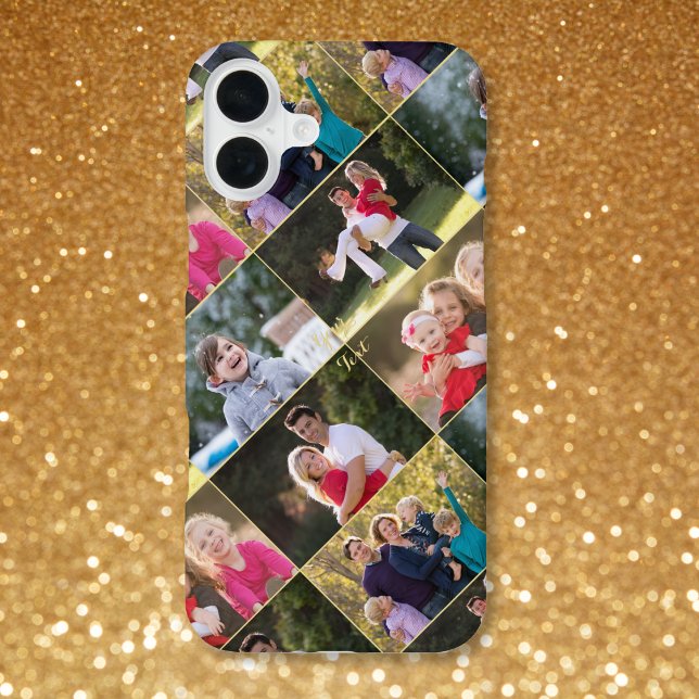 Funda Para iPhone Crear 5 niños de familia de Collages de fotos mono (Create 5 Photo Collage Family Kids Monogrammed iPhone Case)