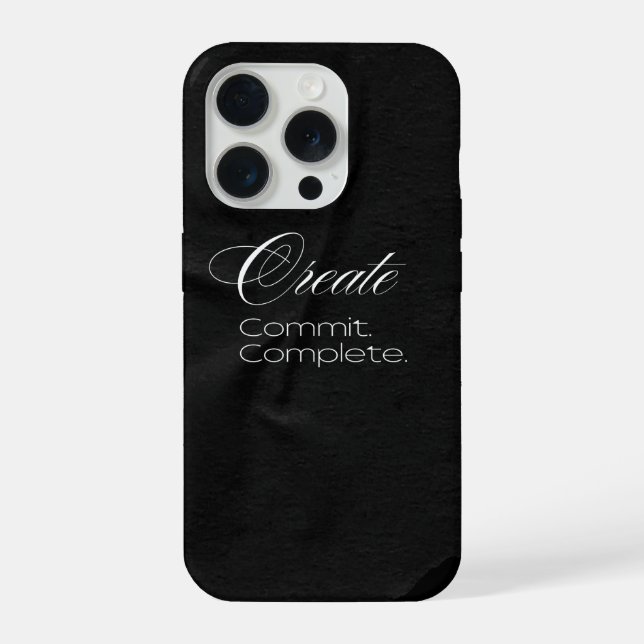 Funda Para iPhone 'Crear. Comprometer. Completar.' Tipografía minima (Reverso )