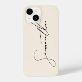 Funda Para iPhone 14 Crema de caligrafía de escritura de firma simple m