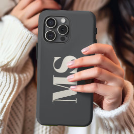 Funda Para iPhone 13 Pro Max Crema inicial monograma y gris