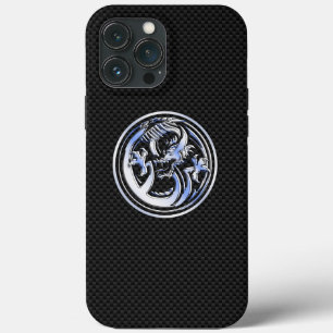 Funda Para iPhone 13 Pro Max Cresta de Dragón Chrome impresión de fibra de carb