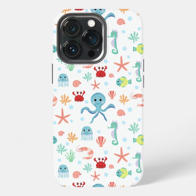 Funda Para iPhone Criaturas Marinas Subacuáticas Caprichosas (Reverso )