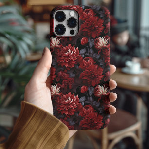 Funda Para iPhone 16 Pro Crisantemo Rojo Gótico Oscuro Floral