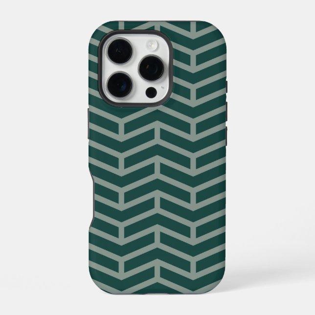 Funda Para iPhone Crisp Sharp Flechas opuestas Chevron Two Tone Gree (Reverso )