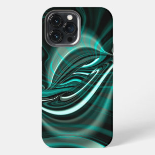 Funda Para iPhone 13 Pro Max Cristalino en curvas de cian verde oscuro y ondas