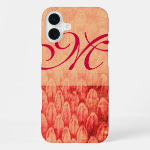 Funda Para iPhone 16 Plus CROTALUS MONOGRAM rojo rosa fucsia