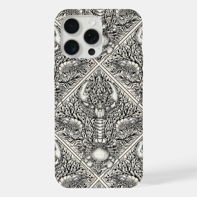 Funda Para iPhone Crustáceo en blanco y negro (Reverso )