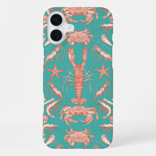 Funda Para iPhone 16 Plus crustáceos de cornwall damasco cayena verdigris