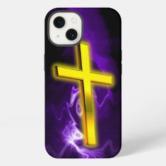 Cruz cristiana en oro y púrpura