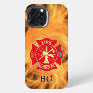 Funda Para iPhone 13 Pro Max Cruz de Malta de bombero Rescate de incendios Llam