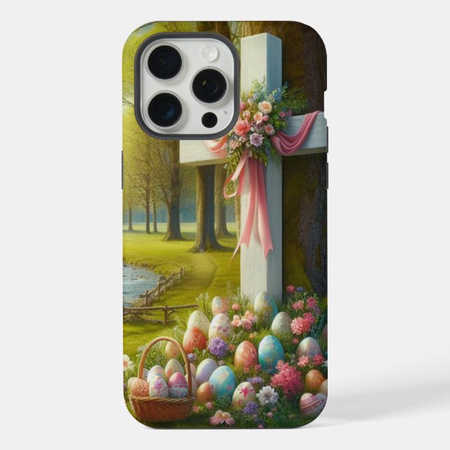 Funda Para iPhone Cruz de Pascua con huevos (Reverso )