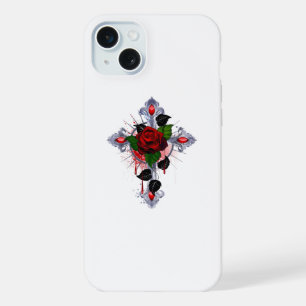 Cruz de Plata con una Rosa Roja