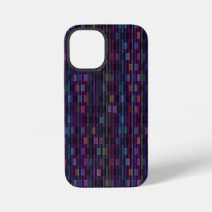 Funda Para iPhone 12 Mini Cuadrados azules, verdes, morados y rosas con raya