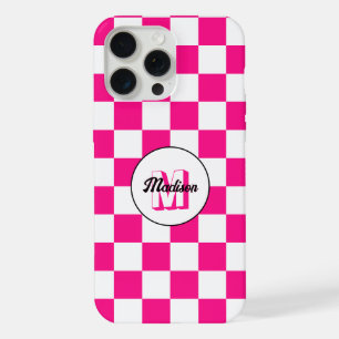 Cuadrados controlados retro blanco rosado caliente