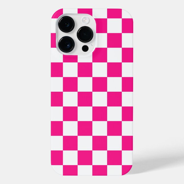 Funda Para iPhone Cuadrados controlados retro geométrico blanco rosa (Reverso)
