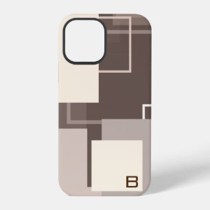 Funda Para iPhone 12 Pro Cuadrados Geométricos - Chocolate y Crema