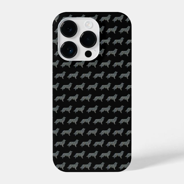 Funda Para iPhone Cuadrícula amarilla amarilla de perro collie (Reverso )