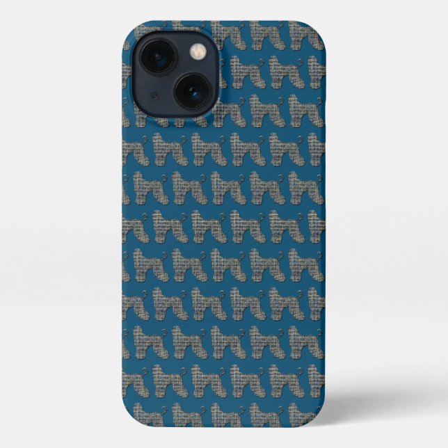 Funda Para iPhone Cuadrícula de silueta de perro anquilosado afgano  (Reverso )
