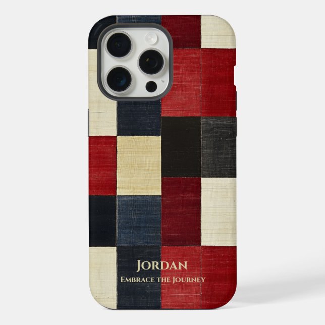 Funda Para iPhone Cuadrícula Rustica a Cuadros – Sofisticación Textu (Reverso )