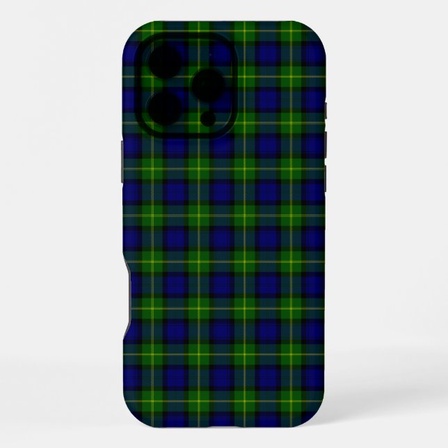 Funda Para iPhone Cuadro azul verde tartán de Gordon (Reverso )