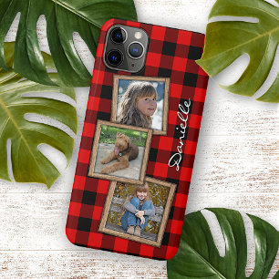 Funda Para iPhone 16 Pro Max Cuadro de Plaid de Leñador de Búfalo Rojo Negro Pe