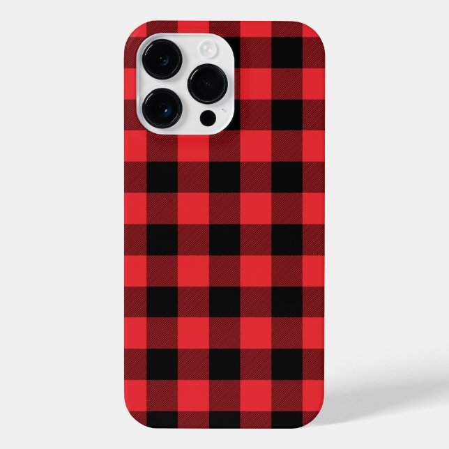 Funda Para iPhone Cuadro Escocés Rojo Negro Búfalo (Reverso)