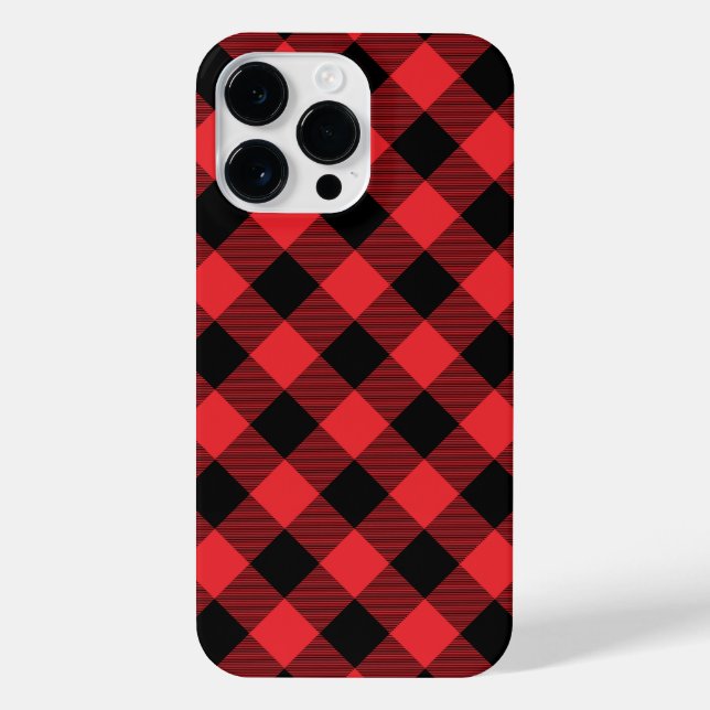 Funda Para iPhone Cuadro Escocés Rojo Negro Búfalo (Reverso)