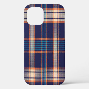 Funda Para iPhone 12 Cuadro escocés tartán, textura de color azul marin