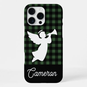 Funda Para iPhone 16 Pro Max Cuadro verde y negro con nombre personalizado de á
