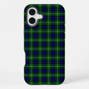 Funda Para iPhone 16 Plus Cuadros azules verdes de tartán de Lamont