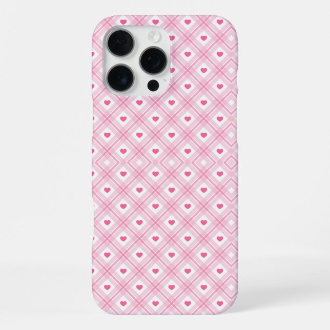 Funda Para iPhone Cuadros de Corazón Rosa (Reverso )
