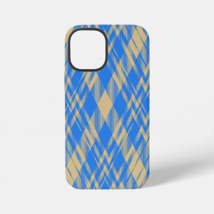 Funda Para iPhone 12 Mini Cuadros Escoceses de Tartán Azul y Amarillo