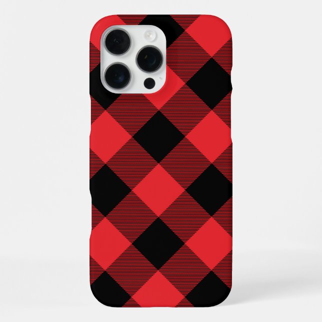 Funda Para iPhone Cuadros rojos y negros de Búfalo (Reverso )