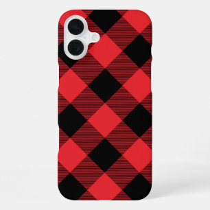 Funda Para iPhone 16 Plus Cuadros rojos y negros de Búfalo
