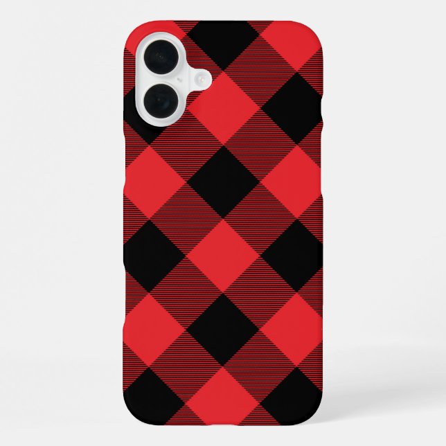 Funda Para iPhone Cuadros rojos y negros de Búfalo (Reverso )