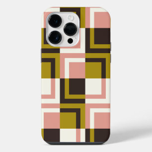 Funda Para iPhone 14 Pro Max Cuadros rosa chocolate marfil dorado