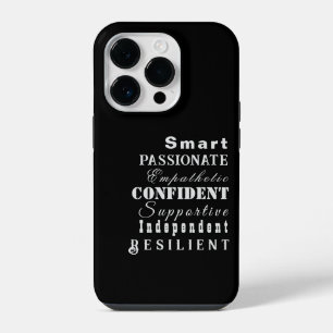 Funda Para iPhone 14 Pro Cualidades de las grandes mujeres, negras