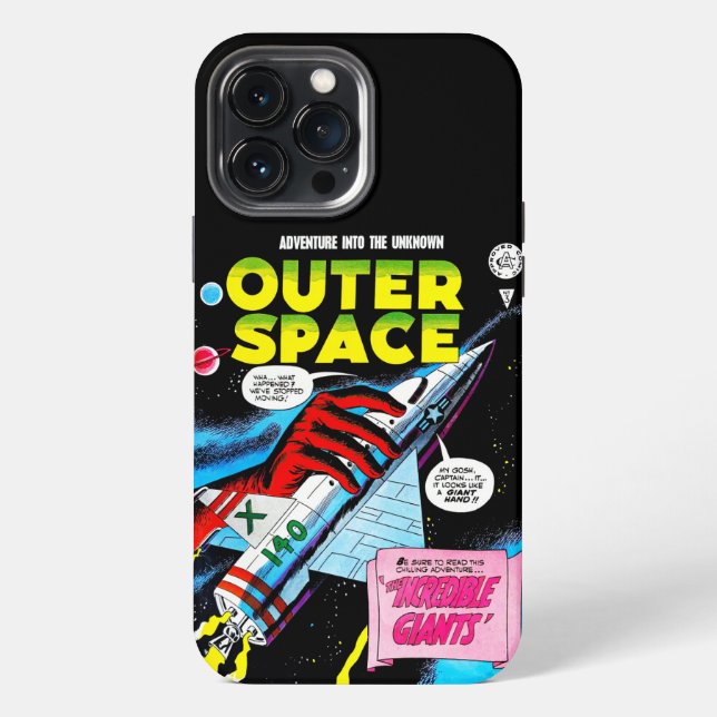 Funda Para iPhone Cubierta de cómics de Retro Sci-Fi Adventure Space (Reverso )