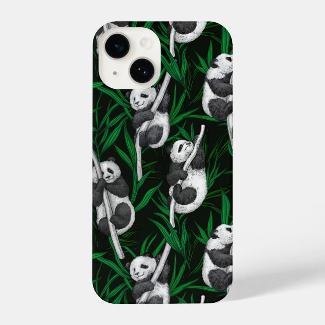 Funda Para iPhone Cubos de panda sobre verde oscuro (Reverso )