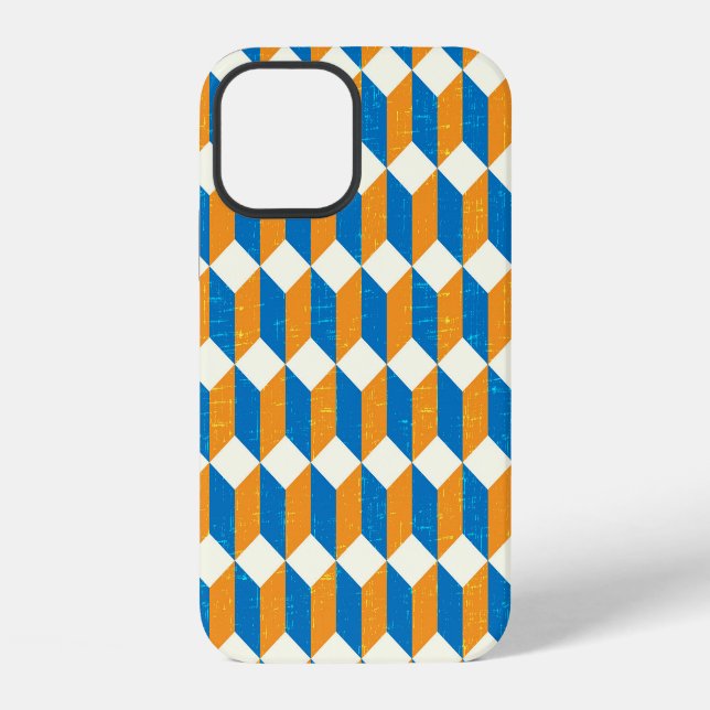 Funda Para iPhone Cubos isométricos retro, ilusión geométrica (Reverso )
