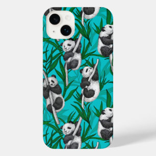 Funda Para iPhone 14 Plus Cubos panda sobre turquesa