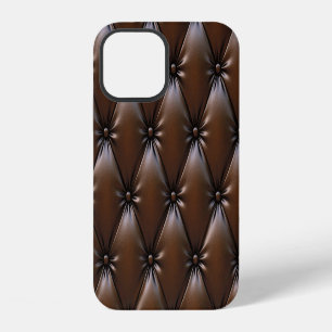 Funda Para iPhone 12 Cuero de Chocolate: Textura de Tapicería de Lujo