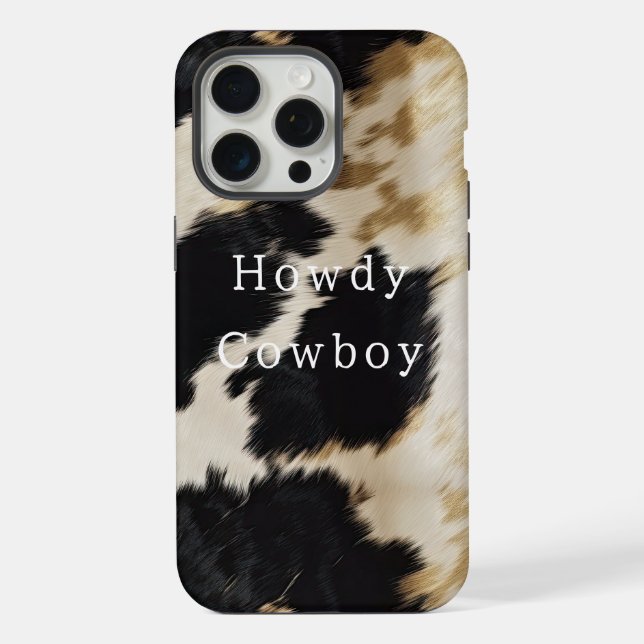 Funda Para iPhone Cuero de vaca negro blanco (Reverso )