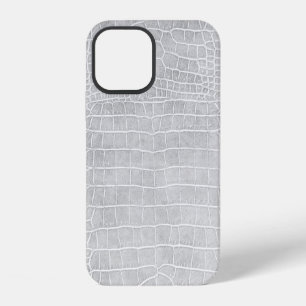 Funda Para iPhone 12 Cuero falso de cocodrilo gris perla